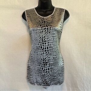 F-161 Vince Camuto‎ Gray & Black Sleeveless Summer Blouse Size MP
